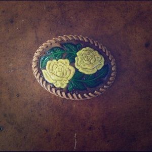 Tooled leather buckle